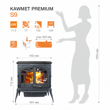 Фото8.Чавунна піч KAWMET Premium S9 (11,3 kW)